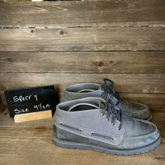 Mens Sperry Leeward Mini Lug‎ Chukka Gray Leather Ankle Boots Size 9.5 M EUC - Picture 1 of 5
